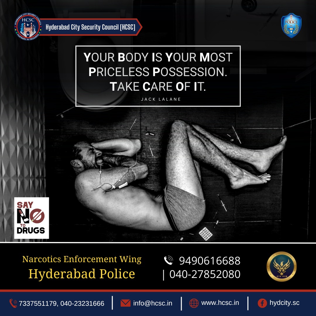 SAY NO TO DRUGS!
.
.
#HCSC #Hyderabad
#HyderabadCitySecurityCouncil

#drugfree #recovery #sober #addiction #sobriety #soberlife #drugaddiction #addictionrecovery  #alcoholfree #mentalhealth #fitness #soberliving #recoveryispossible #motivation #saynotodrugs #drugs