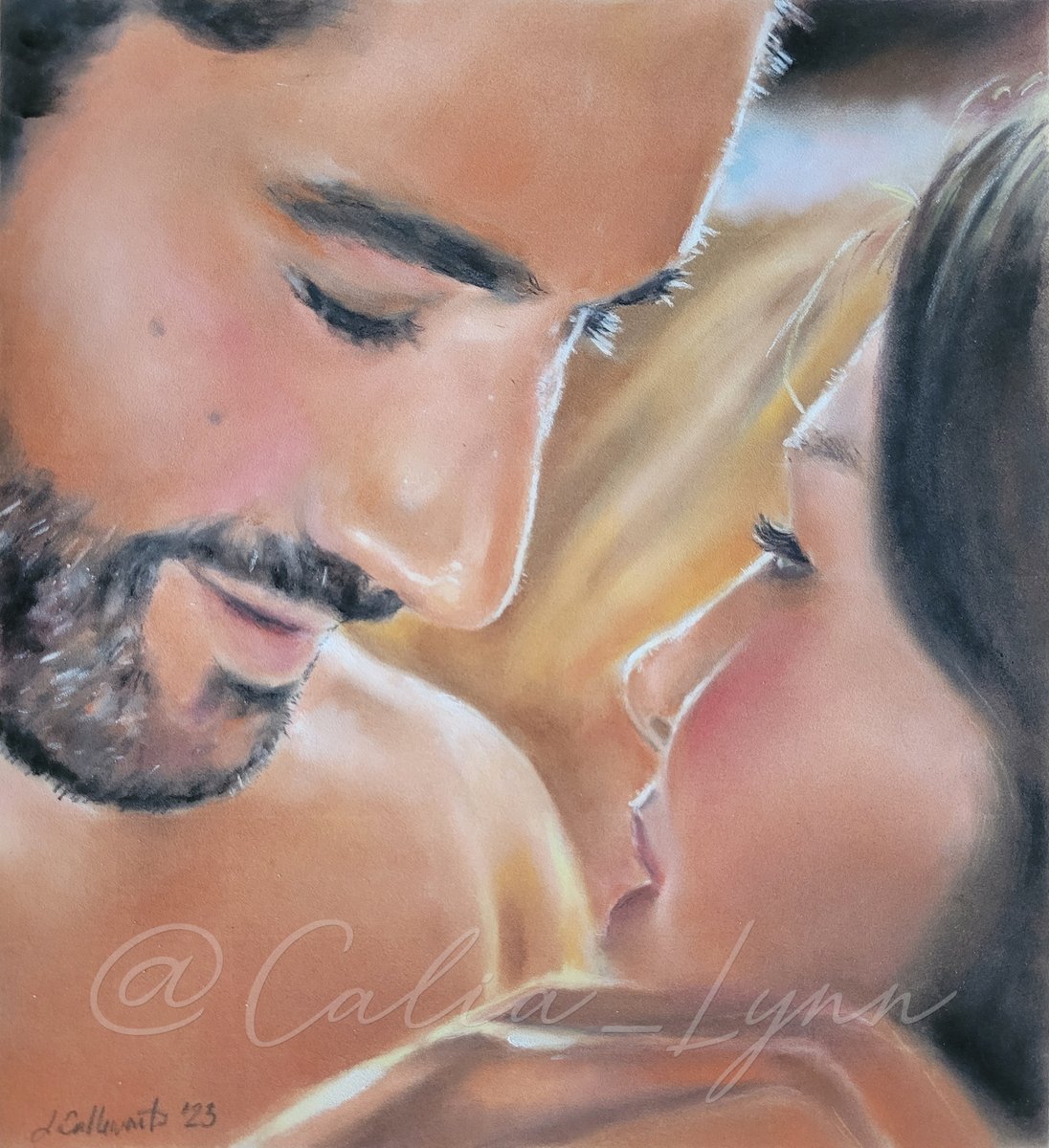 Better late than never.... this was supposed to be my Valentine's Day tweet.    Inspired by this beautiful gif by @neuralcluster.  #Deckerstar #Luciferfanart #LuciferMorningstar #ChloeDecker #TomEllis #LaurenGerman #Kiss #Luciferfanarat #traditionalart #softpastels #panpastels