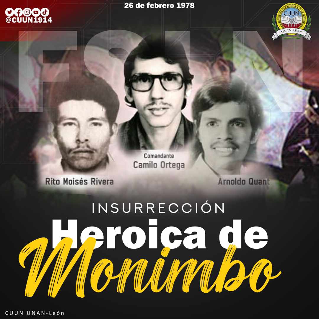 26 de febrero | #Monimbo45PatriayPaz pueblo heroico de vigor y gloria con grandes triunfos gracias a la valentía y coraje de nuestros héroes y mártires, hoy decimos PRESENTE en cada palmo de nuestra #Nicaragua bendita y siempre libre #LeonRevolucion