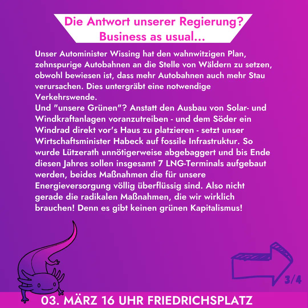 Auch wir unterstützen den Aufruf zum Globalen Klimastreik am 03.03.
In Marburg um 16 Uhr am Friedrichsplatz. Wir werden am Erwin-Piscator-Haus auch einen Infostand haben. #Marburg #TomorrowIsTooLate
