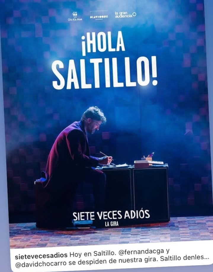 #Saltillo En un rato comienza la 1ra de 2 Funciones de #SieteVecesAdiós en el #TeatroFernandoSoler con nuestro @DavidChocarro 💚🎭🎶👏🏻