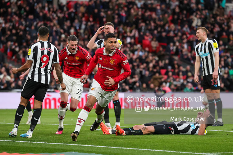 Casemiro #18 of Manchester United celebrates his goal to make it  1-0 during the Carabao Cup Final match Manchester U …
<a href="/ManUtd/">Manchester United</a> #MUFC #manutd
#newcastleunited #NUFC <a href="/NUFC/">Newcastle United</a>
#CarabaoCup <a href="/Carabao_Cup/">Carabao Cup</a>
<a href="/Mark_Cozy/">Mark Cozy</a>
Sales - pictures@newsimages.co.uk