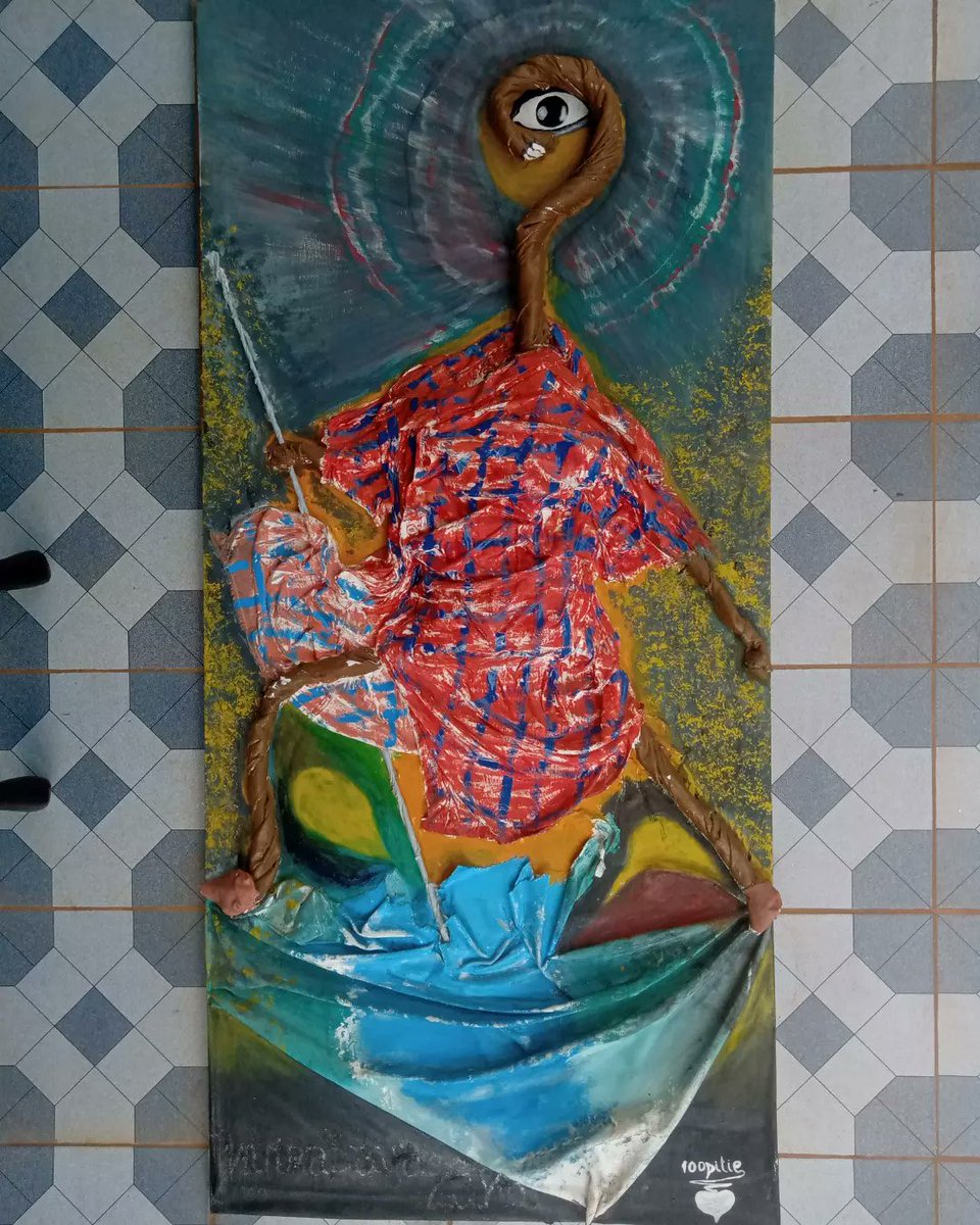 100artss's tweet photo. Title: nyirabayazana
Size: 70*150 cm
Materials used: oil on canvas and clothes

Nyirabayazana is the rwandan name of the old lady who legend
#abstractart #acrylicpainting  #acrylicpaint #arttipsandtricks 
#kois #art #painting #artwork #oiloncanvas #oilpainting  #kigali #rwanda https://t.co/S1KaEBTGvD