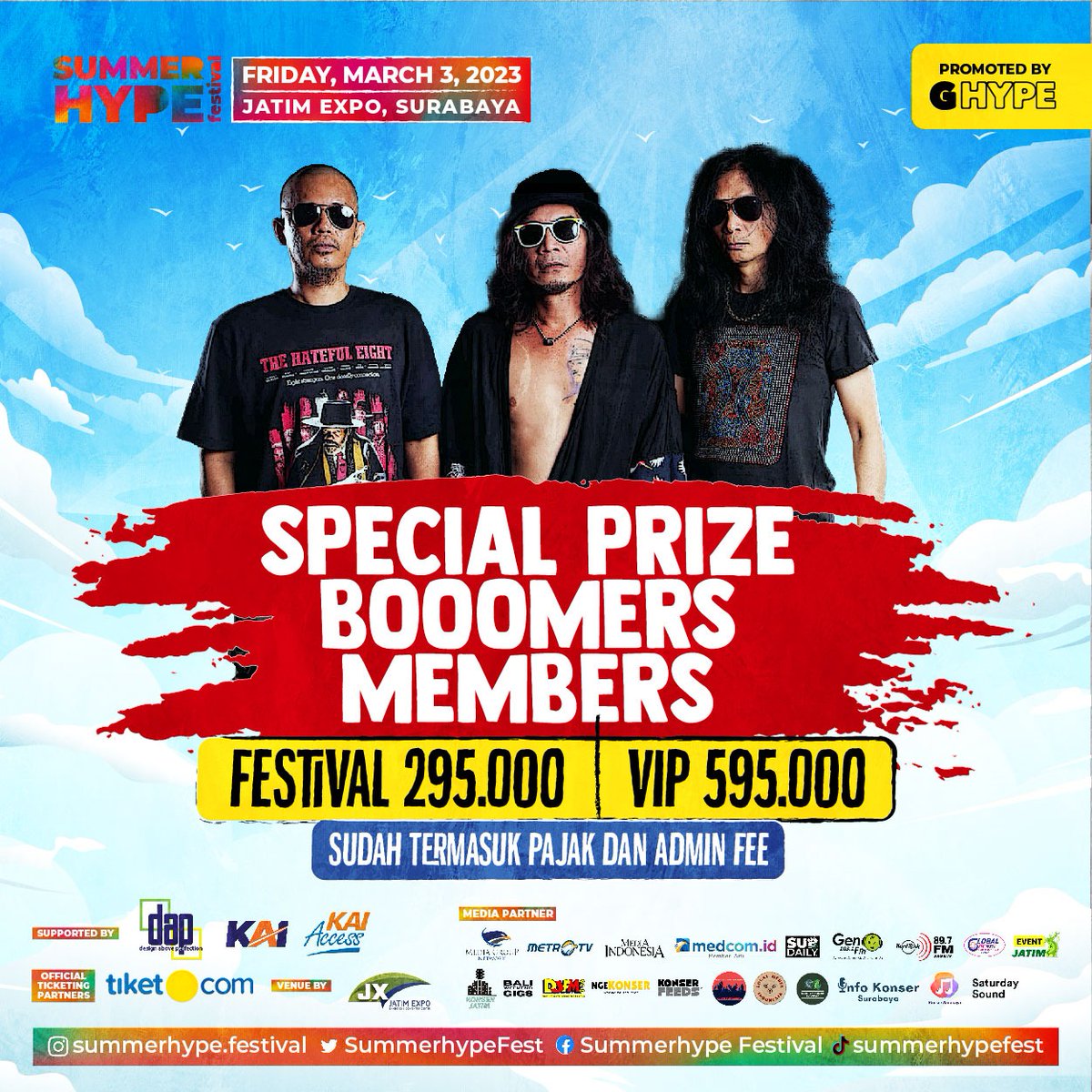 Yuk bergoyang bersama di event Summerhype Festival 2023. Tanggal 3 Maret 2023 di Jatim Expo Surabaya. Ada Harga super Spesial untuk Boomers. ini link nya
tiket.com/to-do/summerhy…