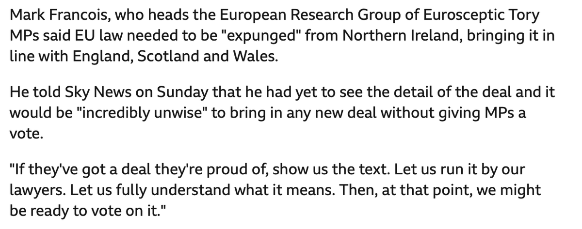 Just who the fuck does backbencher Mark Francois think he is - 'let us run it past our lawyers' - you're not a minister in the Government and the ERG are nothing but a group of wreckers with no executive power.  Grow a pair @rishisunak & put this weasel in his place #ToryTurnips