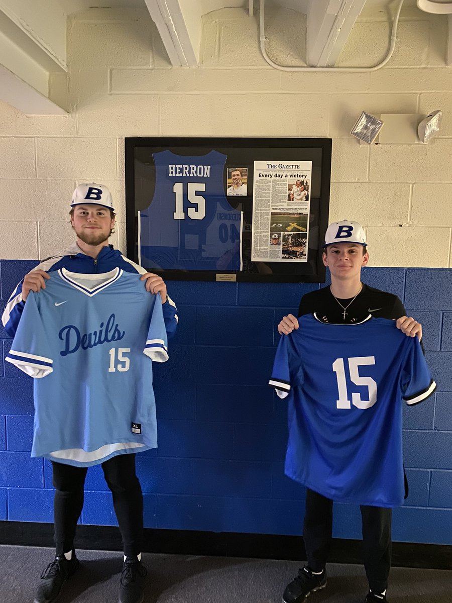 We are extremely excited to be honoring <a href="/JoshHerron15/">Josh Herron</a> in a new way starting this year by giving seniors the option of wearing #15.  The seniors who will be honoring him will be <a href="/HenryMates/">Henry Mates</a> and <a href="/mikeymog20/">Mikey Mog</a> #WinTheDay