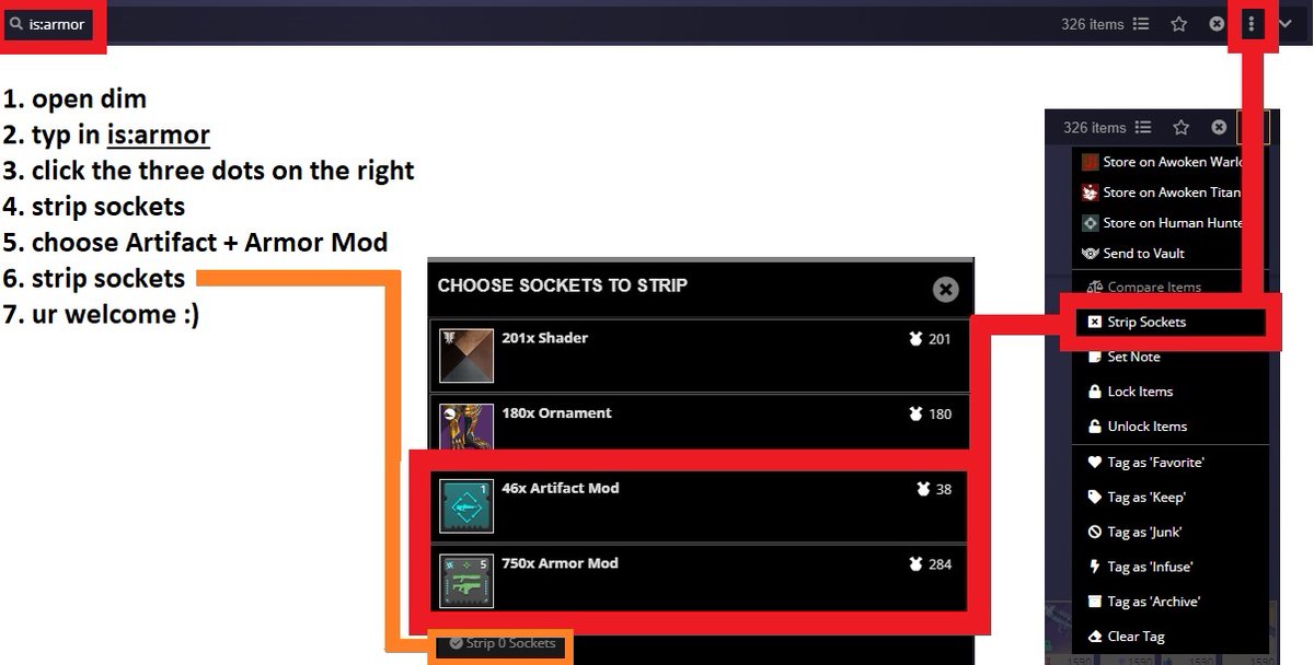 P2oweR's tweet photo. short guide to remove artifact (armor) mods #dim #remove #mods @ThisIsDIM 🤠 https://t.co/j05QXyNo9M