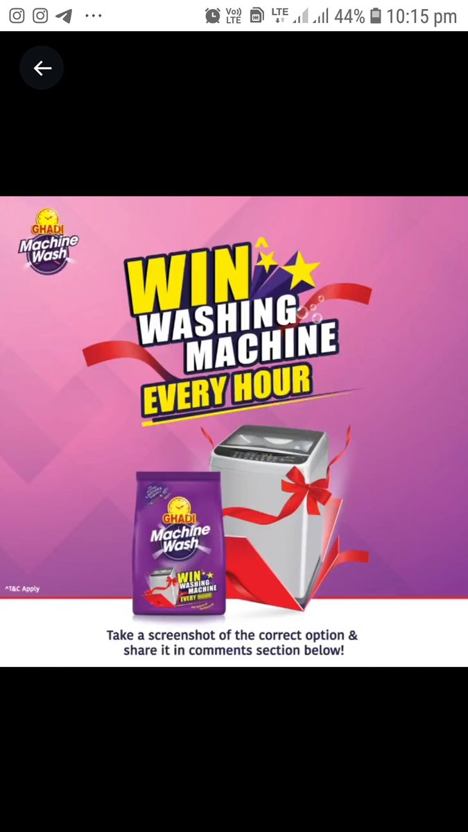 ArshilS72216755's tweet photo. Here's My Perfect Screenshot Done Dear
@GhadiDetergent
Team.
Win Woshing Machine Every 'HOUR'.
#Ghadi #GhadiMachineWash #screenshot #washingmachine
Tagging.
@gurgaon_rangers
@PampaDutta11
@AmarjeetMarwaha
@TheDataAnalyser
@cool_bindra https://t.co/VWoKrD64oc