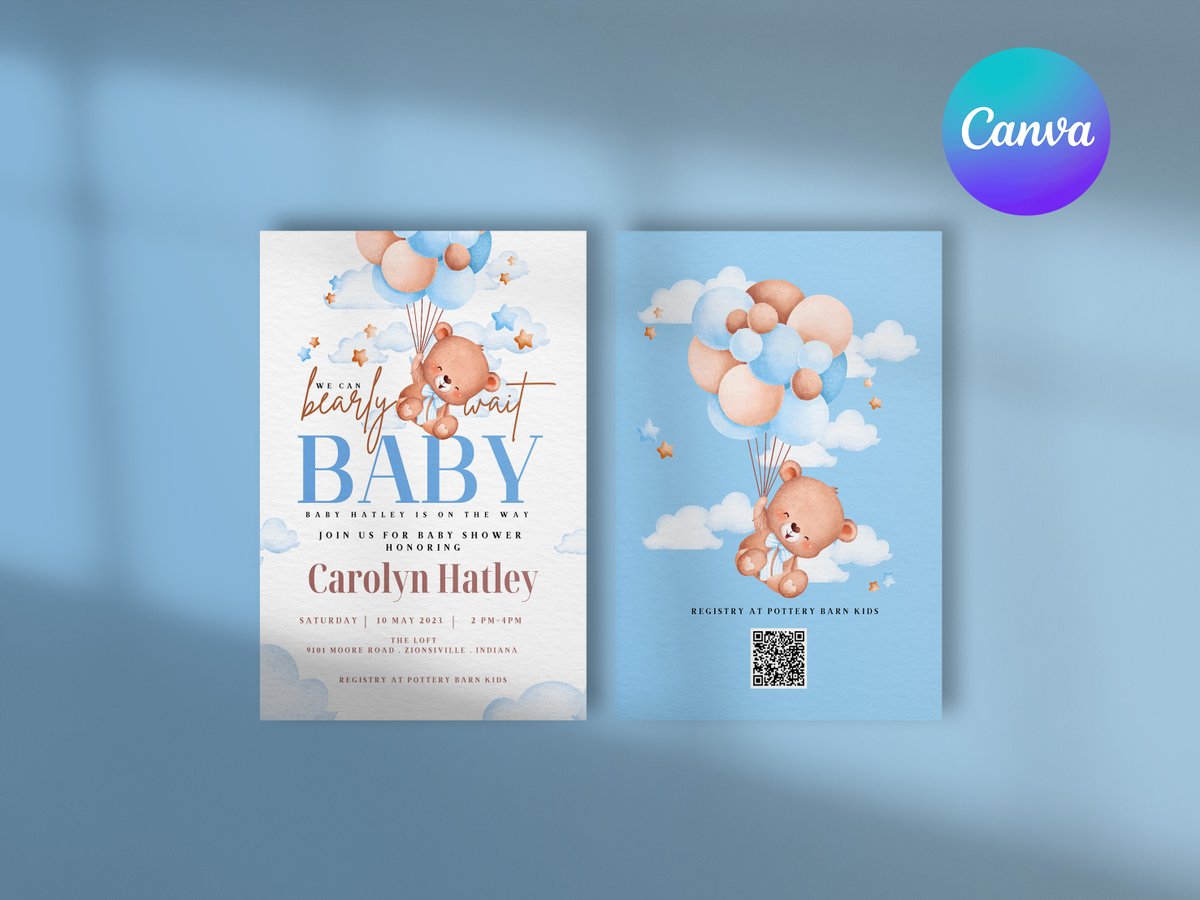 AbsoluteprettyC's tweet photo. Editable baby shower invite, baby shower download, bear baby invite, bear baby shower, bearly invite baby boy bear invite baby shower canva

#bearbabyinvite #etsy #etsysellers #etsystore #babyinvite #babyshower https://t.co/aYuWHodjo2