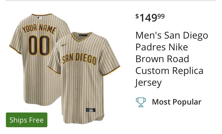 San Diego Padres Nike Road Custom Replica Jersey - Brown