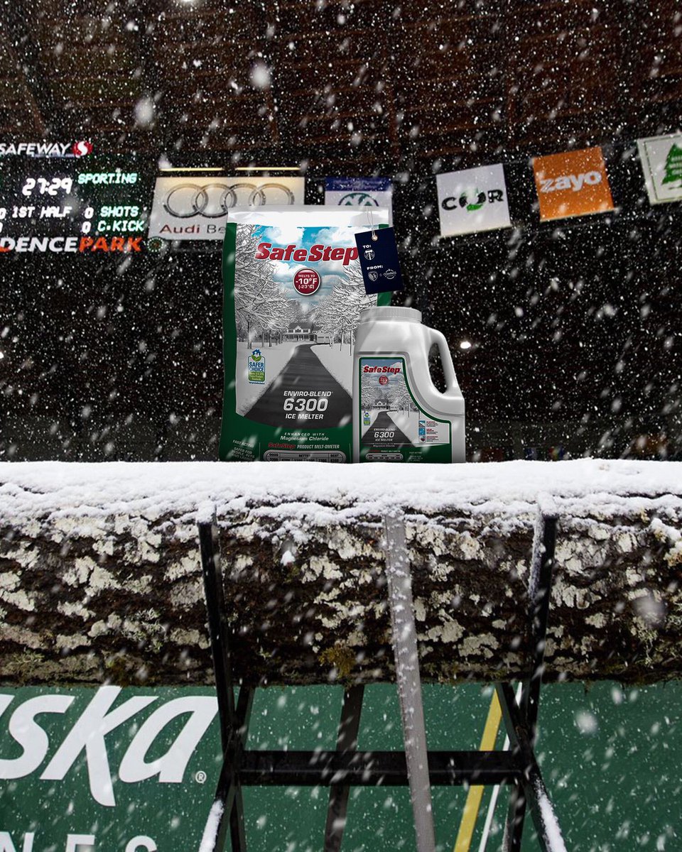 SportingKC's tweet photo. Hey @TimbersFC, we know a snowstorm like this is rare in the Rose City 🥶
Our good friends at @compassminerals figured you could use some ice-melt, so they're sending a pallet of SafeStep to Providence Park.
Bundle up, and we'll see you tomorrow night 🤝 https://t.co/2oGJ3VsbmR https://t.co/S1nYUjITRK