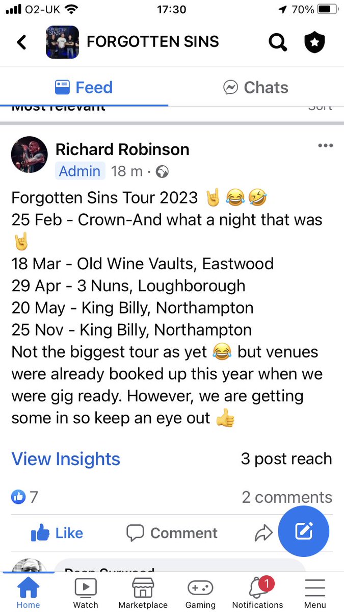 peach1_steve's tweet photo. @nigelrpage Thanks for coming to The Crown last night. Here are current gig dates; https://t.co/Sk9nYd96TU