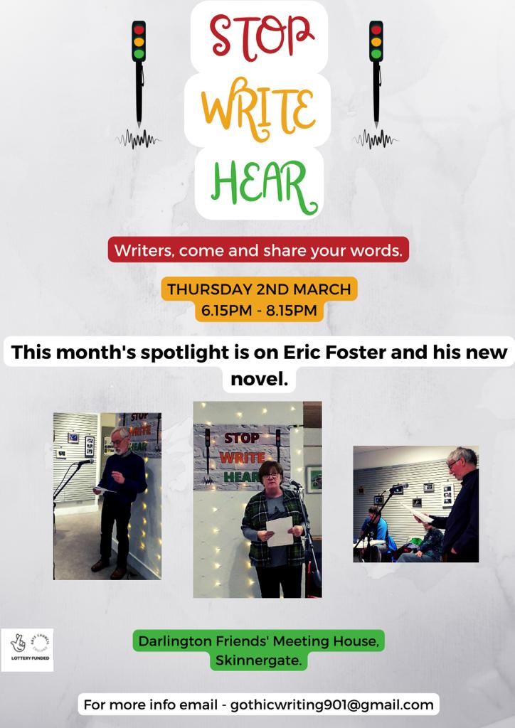 AnnCUTHBERT5's tweet photo. Nearly March. Time for @StopWriteHear1 where writers get to share their words.  In a new venue but usual open mic with added extra - featured writer Eric Foster reading from newly launched novel Becoming St. Patrick @darloforculture @Creative_Dton @DtonCultureVols @DarloDirge https://t.co/6Ge5GJEXNo