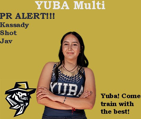 YubaTrack_49's tweet photo. YubaTrack's Kassady had 2 PRs in the Shot and Jav. She keeps improving every day! #HowdysMultis #YubaProud https://t.co/KBvW226D2J