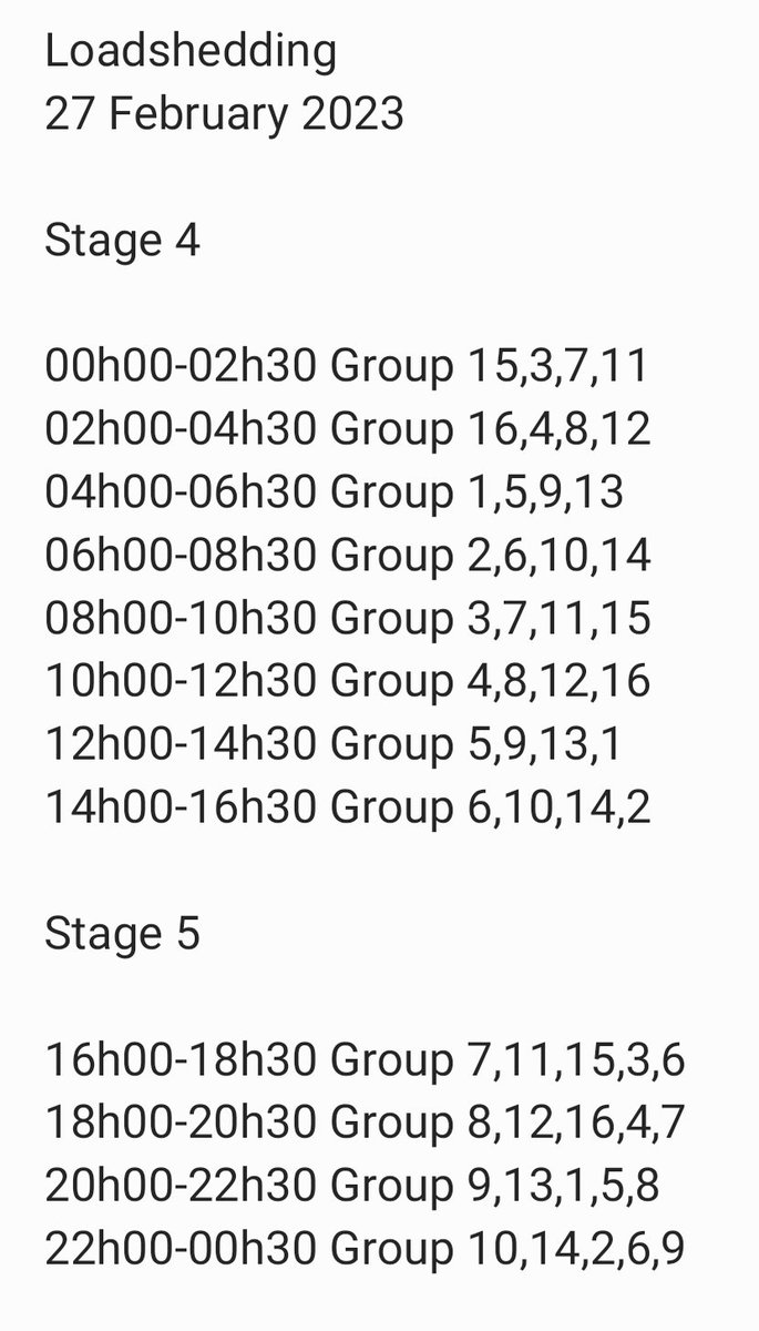 Updated: #Loadshedding
27 February 2023