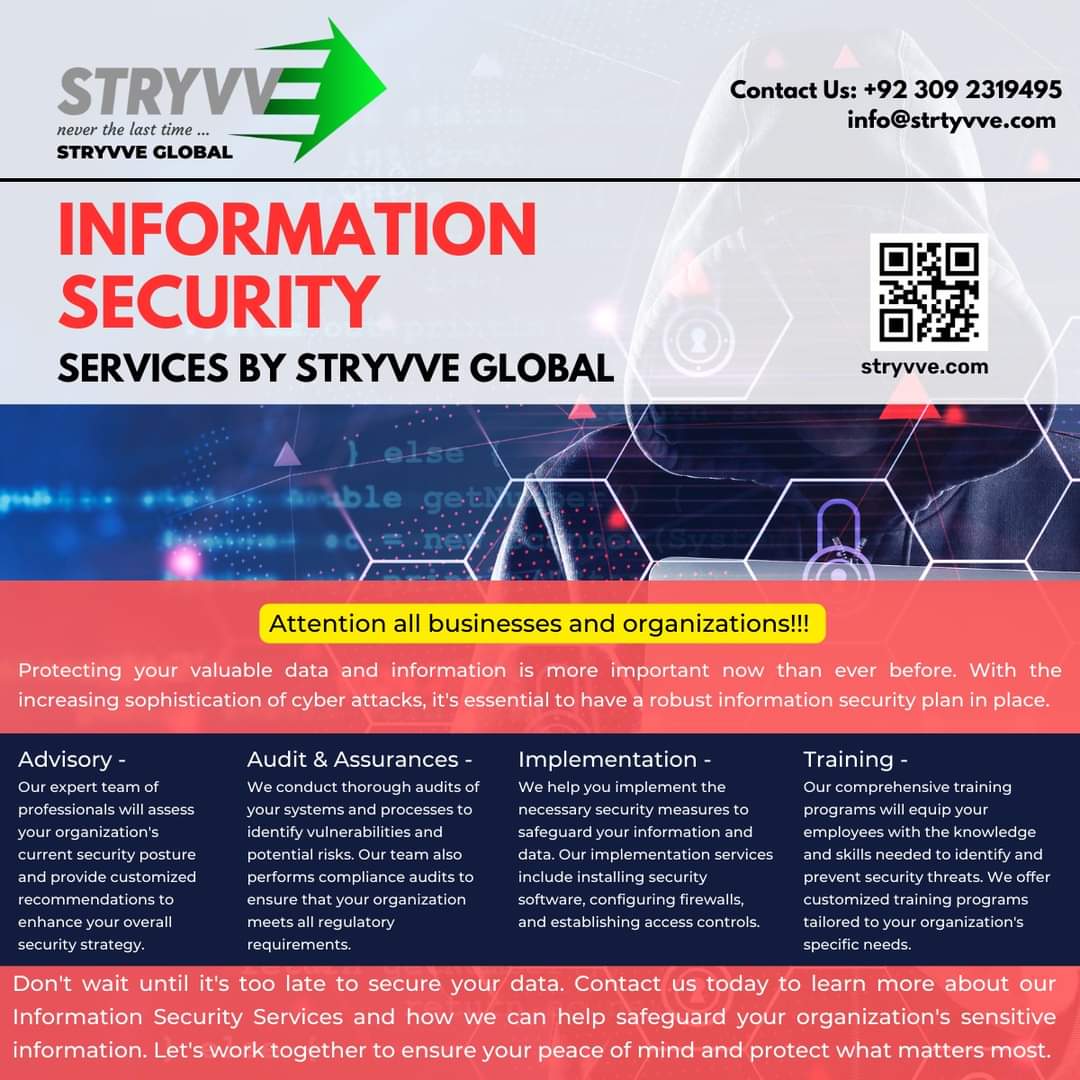 stryvve's tweet photo. Don't wait until it's too late to secure your data. Contact us today to learn more about our Information Security Services and how we can help safeguard your organization's sensitive information.
#InformationSecurity #CyberSecurity #DataProtection #ITSecurity #SecuritySolutions https://t.co/4pNTcw4VL0