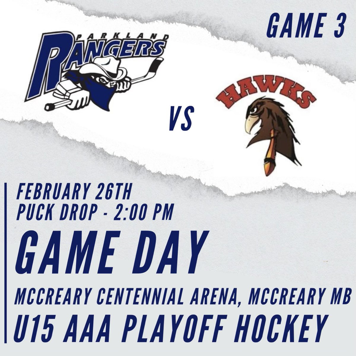 Here we go! Looking for two in a row today at 2PM in McCreary against the Pembina Valley Hawks!! #GoRangers