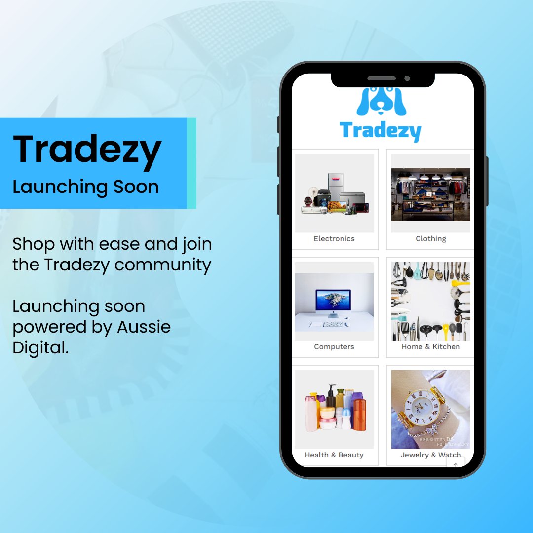 aussie_digital's tweet photo. π’ Exciting news. Tradezy Launching Soon! π’
Discover a seamless shopping experience with a wide range of products and secure payments.
Join the Tradezy community today and start buying and selling with ease.
#tradezymarketplace #aussiedigitalecosystem #onlineshopping https://t.co/7PuQelpm3D