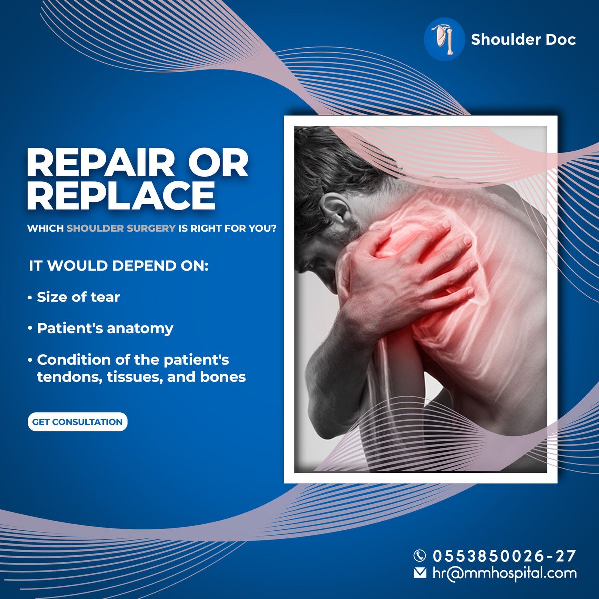 Are you wondering whether #shoulderrepair or #shoulderreplacement is right for your condition?

📱 Book an appointment now!

0553850026-27

📍 Mazhar Memorial Hospital, 1/3-A satellite town app DC office sialkot road Gujranwala

#shoulderdoctor #shoulderdoc #shoulderpain