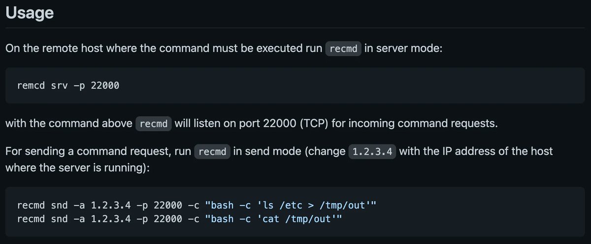 0xor0ne's tweet photo. recmd is a simple tool implemented in #Rust for executing commands on remote hosts with communications encrypted and authenticated using ChaCha20-Poly1305
Github repository: https://t.co/lOw9u6Y9Qh
#redteam #infosec #cybersecurity #tool #recmd #rustlang https://t.co/AlSPX8DET9