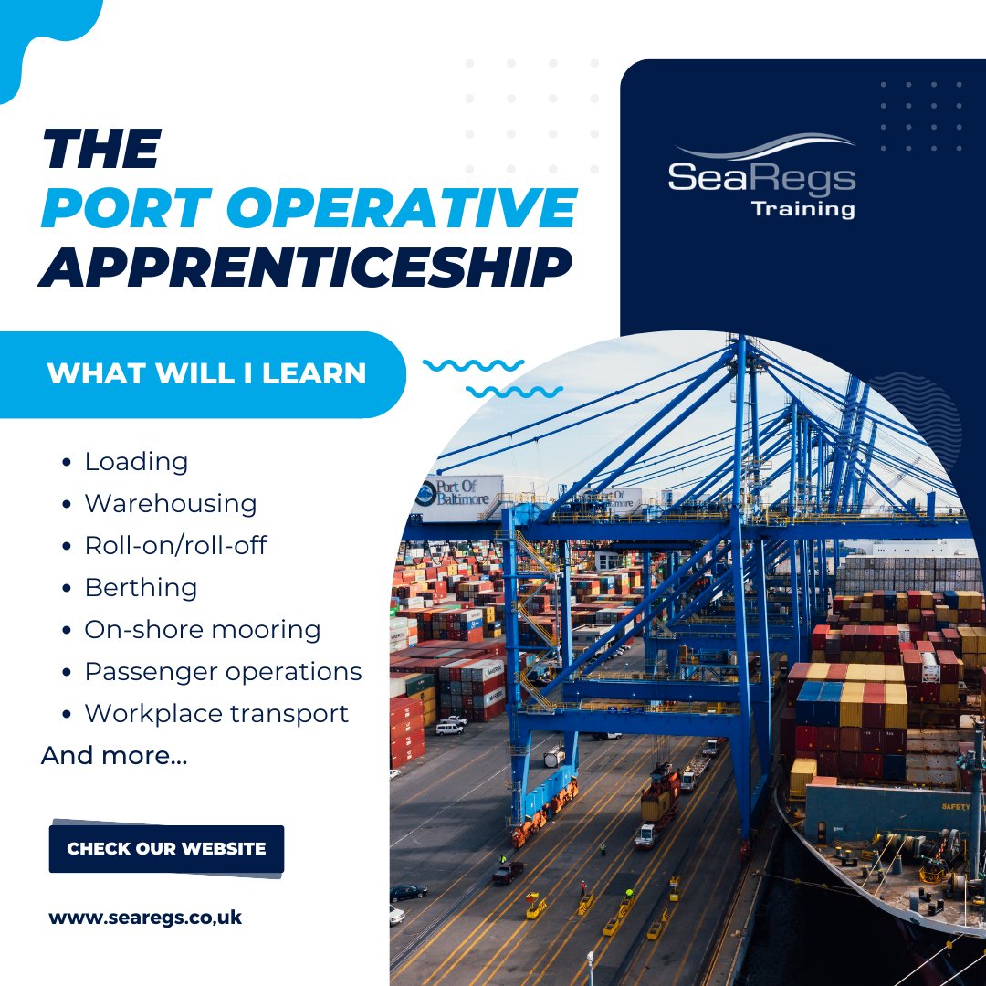 As a Port Operative, you will enable businesses to deliver their cargo on time and safely. 

searegs.co.uk/port-operative…

#maritime #maritimetraining #recruitment #searegs #boats #loading #berthing #ontheriver #onthewater #marinelife