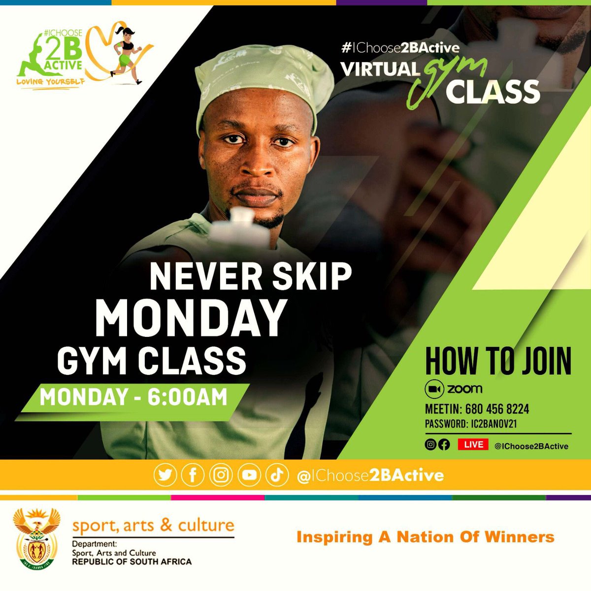 Ichoose2BActive's tweet photo. Every end brings a new beginning. It’s the last week of the month.Cheers!you have made it this far by showing up and proving that you love yourself. 🥰

@Ichoose2BActive We’re sending good vibes your way with our #NeverSkipAMonday virtual gym class with@tse_lah at 6am

Ke nako!⏰ https://t.co/CF8u19Py6J