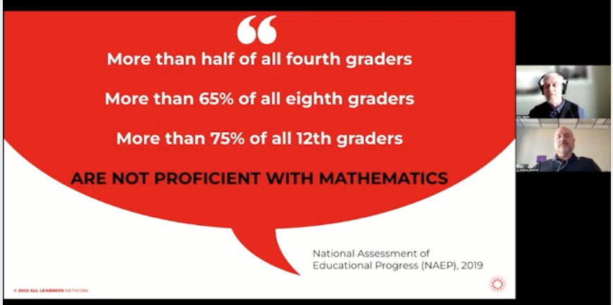 AllLearnersMath's tweet photo. There is an urgency to help Ts help Ss learn math in a way that makes sense and helps them advance in their learning
Bring us to your school or district to help improve these numbers!
#Math #Math4All
@teedjvt @Dr_John_4_Math https://t.co/hTih4I5Ljx