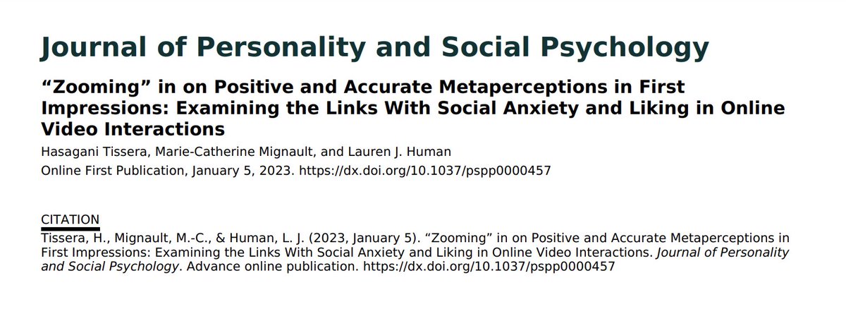 Check out our new JPSP led by awesome friend/colleague <a href="/HasaganiTissera/">Hasagani Tissera</a> on how we think others see us on Zoom vs in person! Awesome lab: @laurenhuman