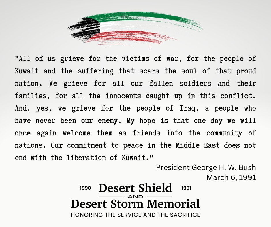 An excerpt from the address before a joint session of the Congress on the cessation of the Persian Gulf conflict. 
#KuwaitLiberationDay #kuwait #desertstorm 
ndswm.org
