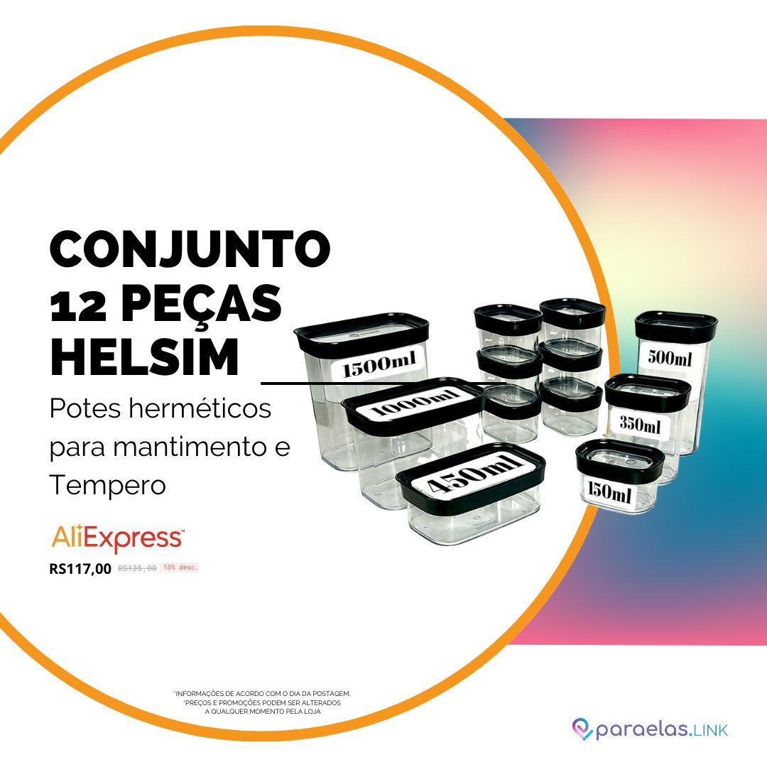 paraelaslink's tweet photo. Helsim 12 peças de potes Herméticos para mantimento e tempero. Com um design perfeito para empilhamento em prateleiras, garante o melhor aproveitamento de espaço.
Vem conferir 👉https://t.co/LB6NYxkqCa👈

#acheinaali #coisasdecasa #utensílios #universofeminino #aliexpress https://t.co/Q23kwUZVTX
