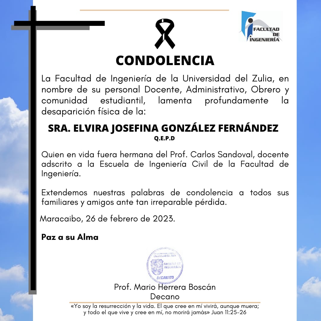 Condolencia Sra. Elvira González Fernández