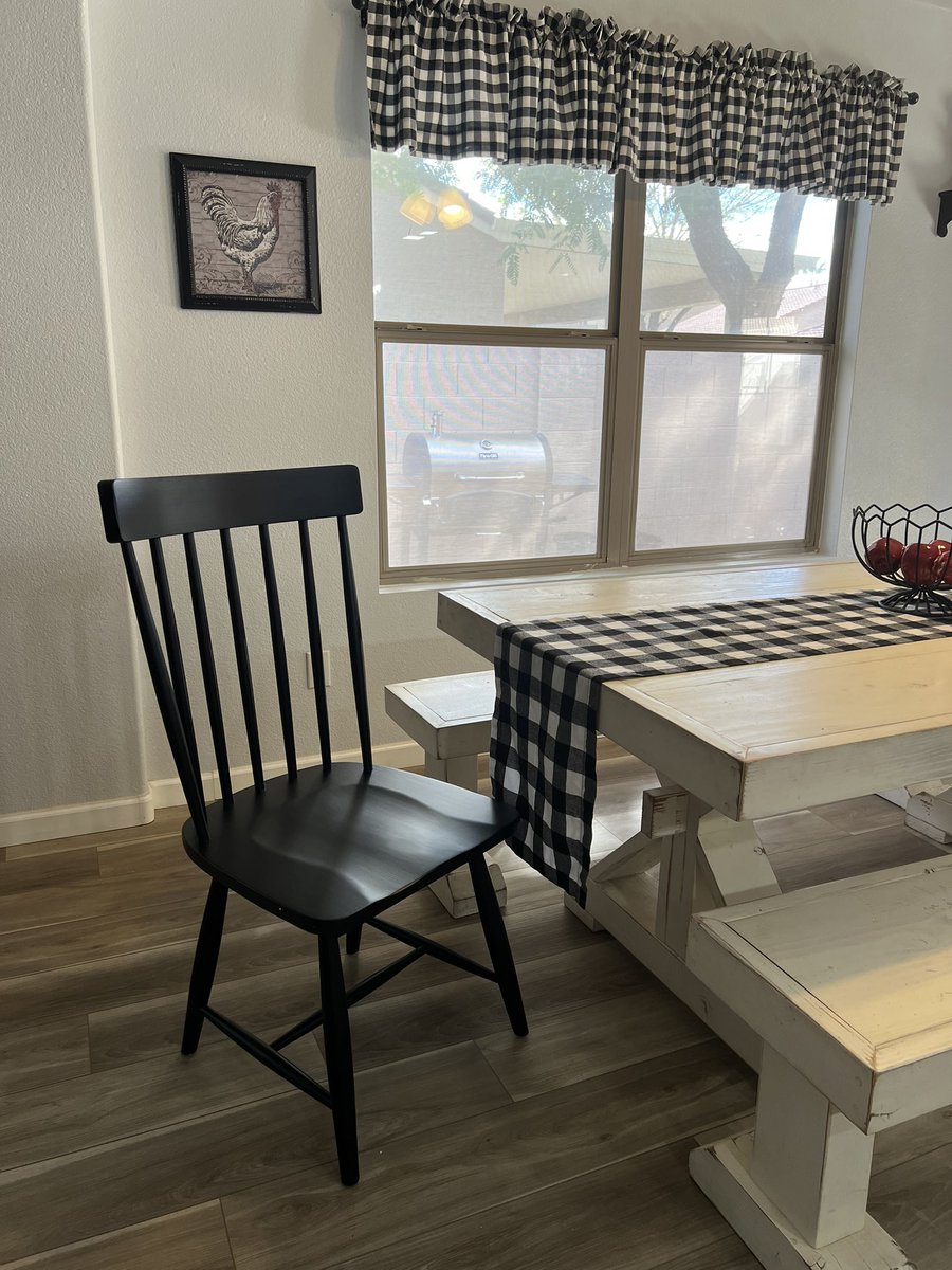 So excited m! I got 2 new chairs today. I have been looking at these for about 5 years. Ever since I had my farmhouse table made. I finally broke down lol. They are part of the Magnolia Collection which just go perfectly with my farmhouse kitchen. #magnoliahome #farmhousekitchen