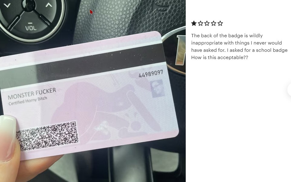 UhVonsar's tweet photo. I was looking at places to print a #meme id card online and then I read this review... LIKE WHAT? MONSTER FUCKER?? LOL https://t.co/y46BKhFD3w