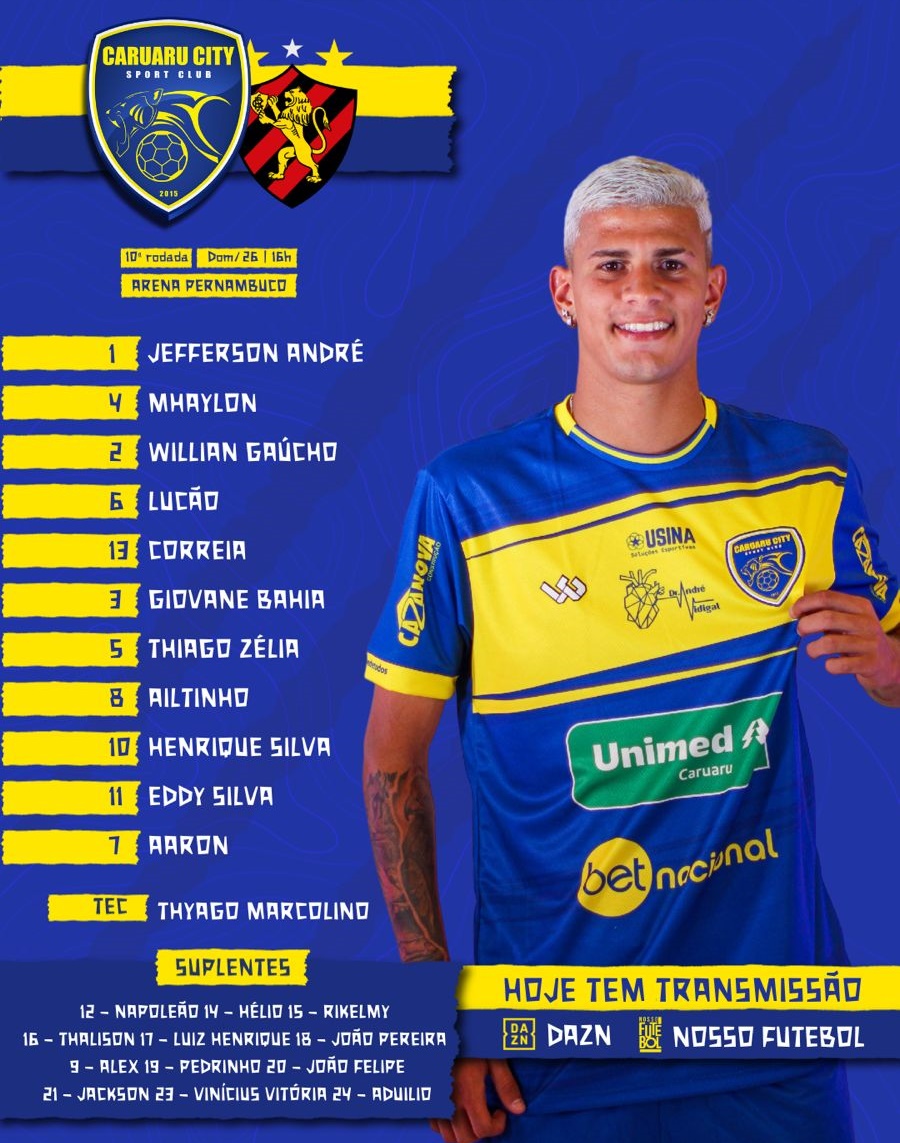 Caruaru City escalado pra partida #trarena