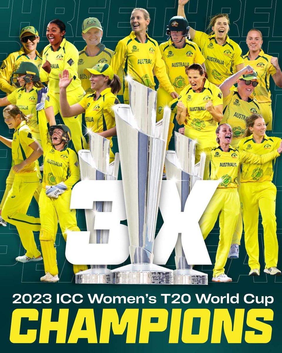 SmMutasim's tweet photo. Congratulation ...
T20 World Cup champions for a SIXTH time! 

Best team on the planet 🤟
@AusWomenCricket 
@cricketworldcup 
@ICC https://t.co/4yiNRUVW1z
