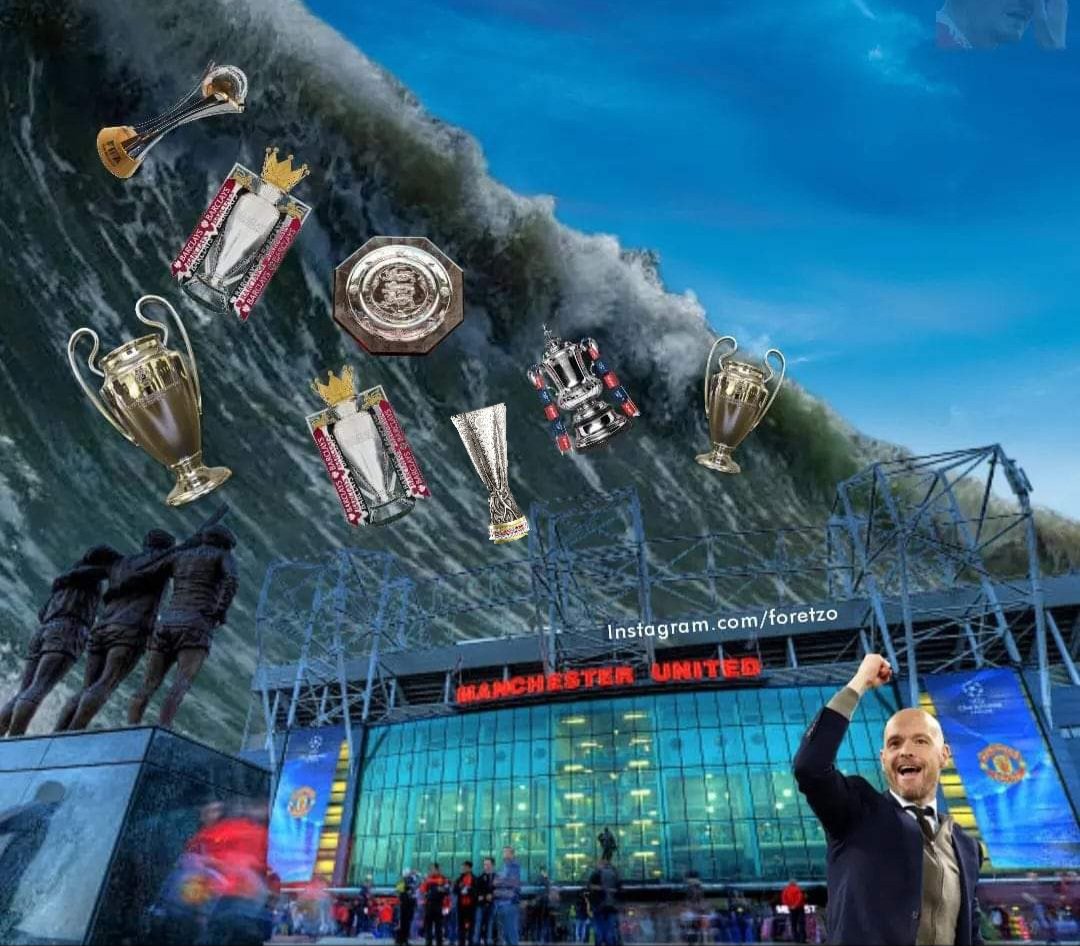 Manchester United masih berpeluang meraih 3 trofi lagi musim ini.. 🌊🏆😋