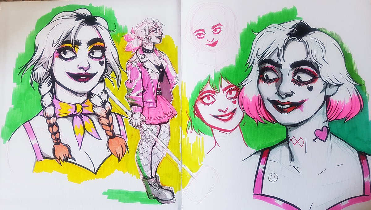 threehares's tweet photo. clownin' around #sketchbook #harleyquinn https://t.co/2i0kc8rORf