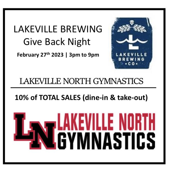 Support Panthers gymnastics tomorrow at Lakeville Brewing Co from 3 pm to 9 pm. No flyer needed.