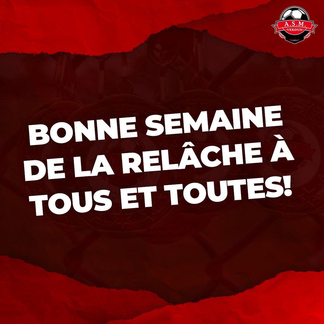 SoccerVerdun's tweet photo. Nous reprendrons nos activités dans la semaine du 6 mars pour la deuxième partie des pratiques de la saison hiver 2023.

Reposez-vous!

#AllezVerdun https://t.co/2gg4vqc3xF