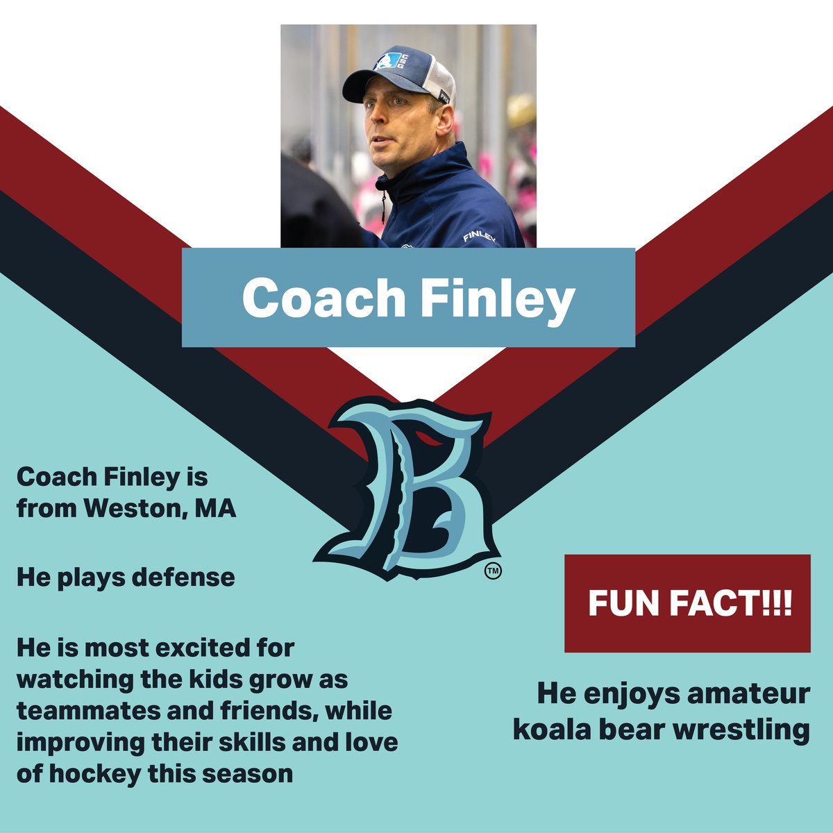 KrakenBoston's tweet photo. Last but not least say hello to Coach Finley!!!🦑🏒 #letsgetkraken #hockey https://t.co/xOyjXrikJL