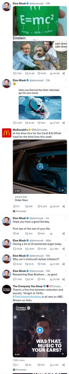 Bruh. I feel like since Elon took over I see his tweets way too often. This is just my for you page