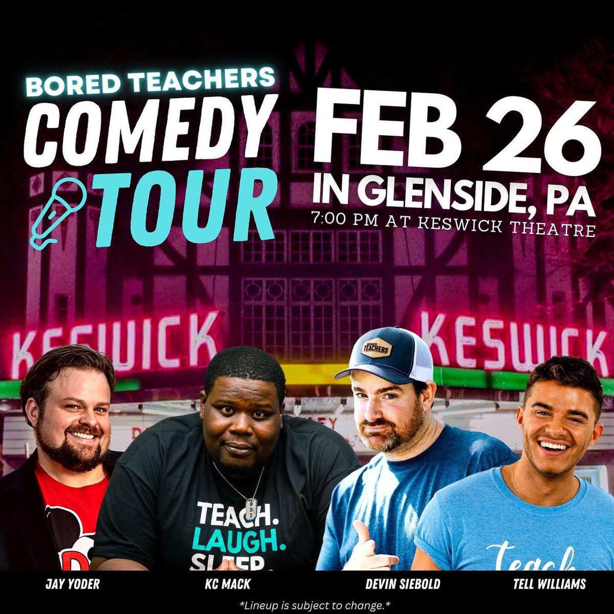 EdTechYoder's tweet image. Tonight at the Keswick with @BoredTeachers comedy Tour! Almost sold out! Get those tickets now!
boredteachers.com/comedy-tour
#boredteacherscomedytour #wecantmakethisstuffup
#btcomedytour2023 #boredteachers #teachercomedyshow #comedy #teachercomedy