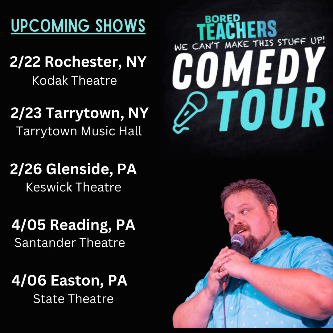 EdTechYoder's tweet image. Tonight at the Keswick with @BoredTeachers comedy Tour! Almost sold out! Get those tickets now!
boredteachers.com/comedy-tour
#boredteacherscomedytour #wecantmakethisstuffup
#btcomedytour2023 #boredteachers #teachercomedyshow #comedy #teachercomedy
