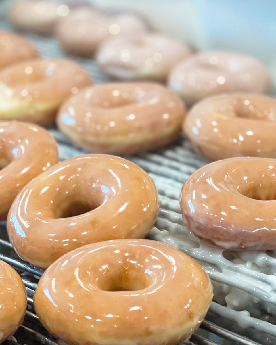 Happiness is a warm Original Glazed doughnut fresh off the line 🍩🤤🔥 RT if you agree!