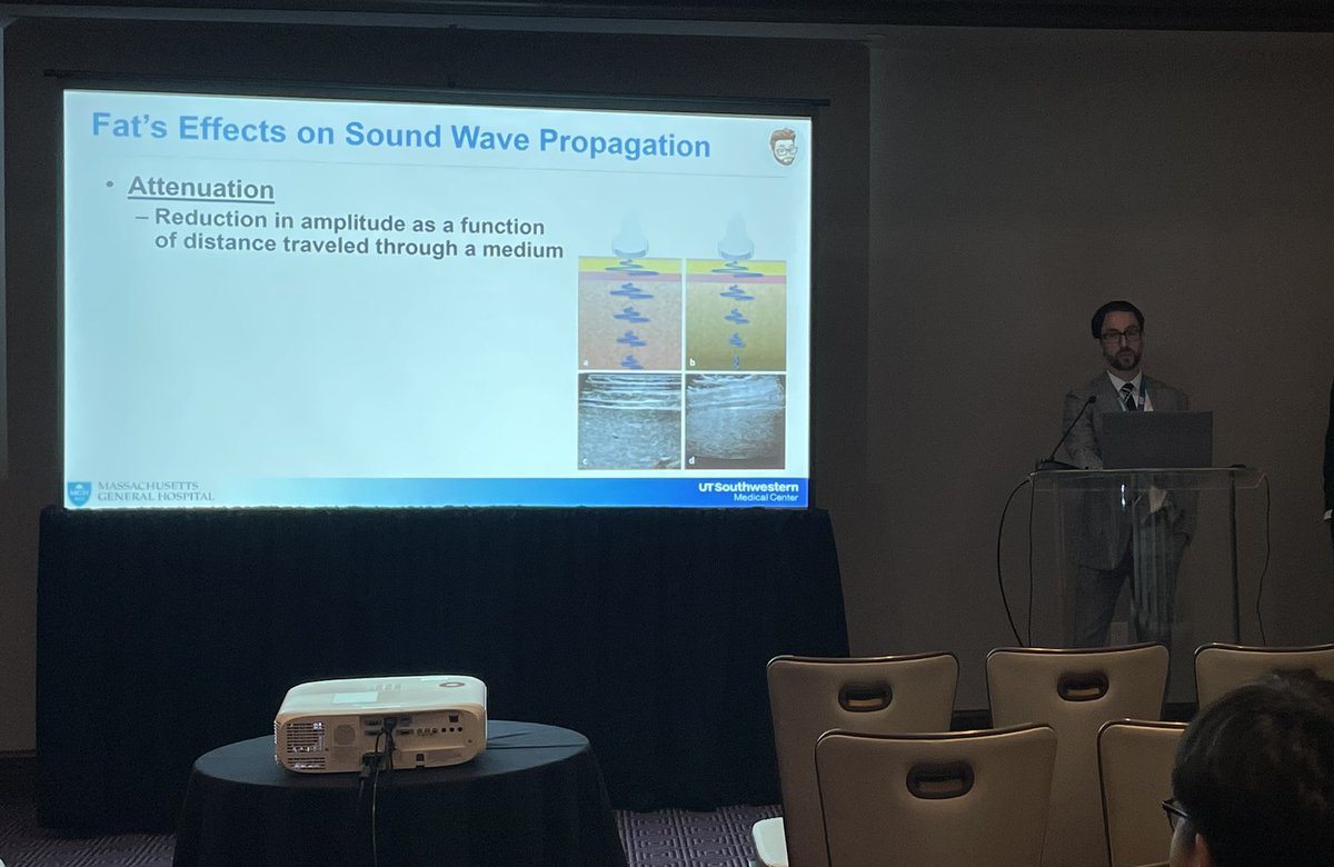 @DTFetzer from @UTSW_Radiology demonstrating principles of Liver Fat Quantification on Ultrasound. #SAR23