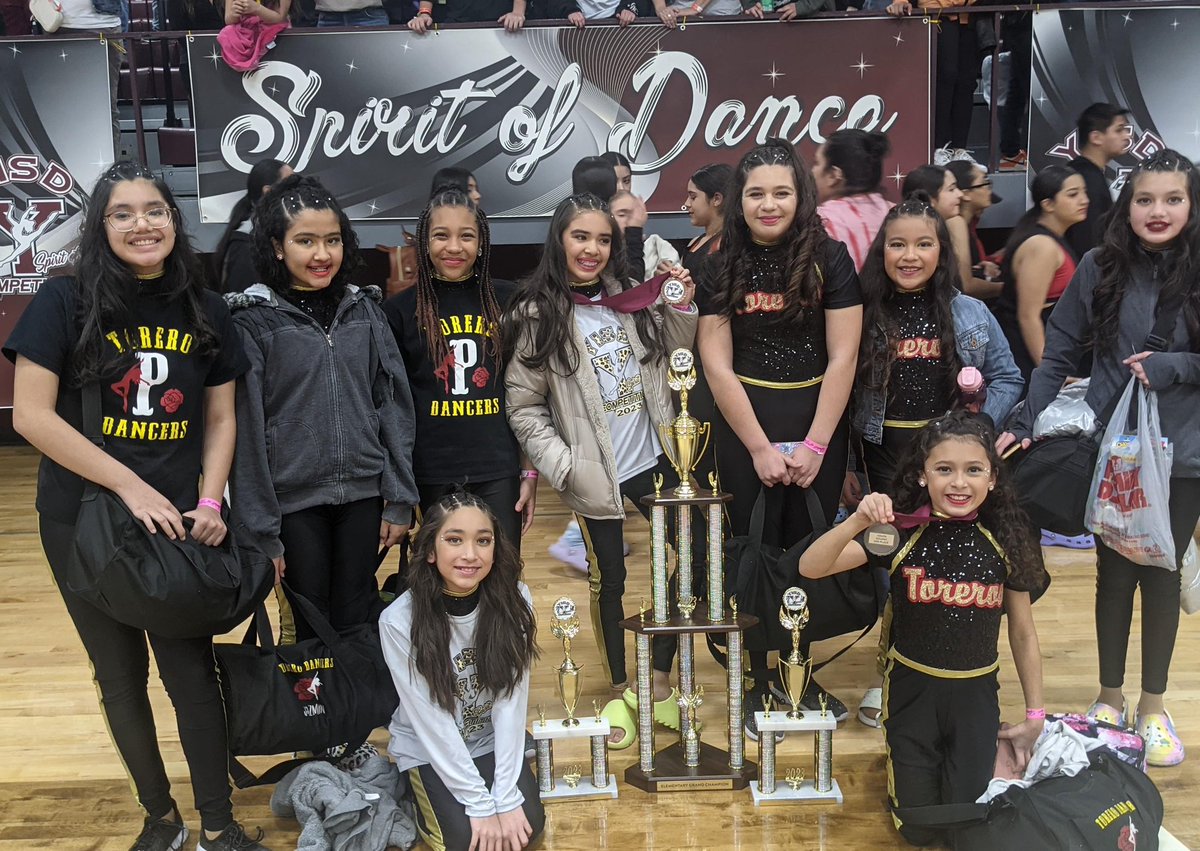 bvilla0's tweet photo. Our Torero Dance Team competed at Saturday's 2023 Ysleta Spirit of Dance Competition. Placed 2nd for their Small Group routine and 1st for their Large Group Pom Routine! We also had the Highest Score for our Pom Routine earning us the Elementary Grand Champion 🏆@YISDFineArts https://t.co/kL2JGxlH4c