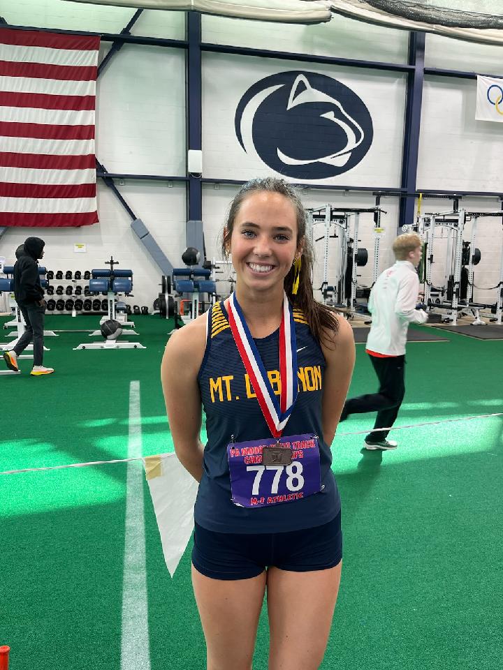 LeboXCTF's tweet photo. Congrats @MtLebanonSports Megan Cain on medaling with a 6th place finish in the 60m hurdles at the PTFCA State meet! https://t.co/85CXobz2yT