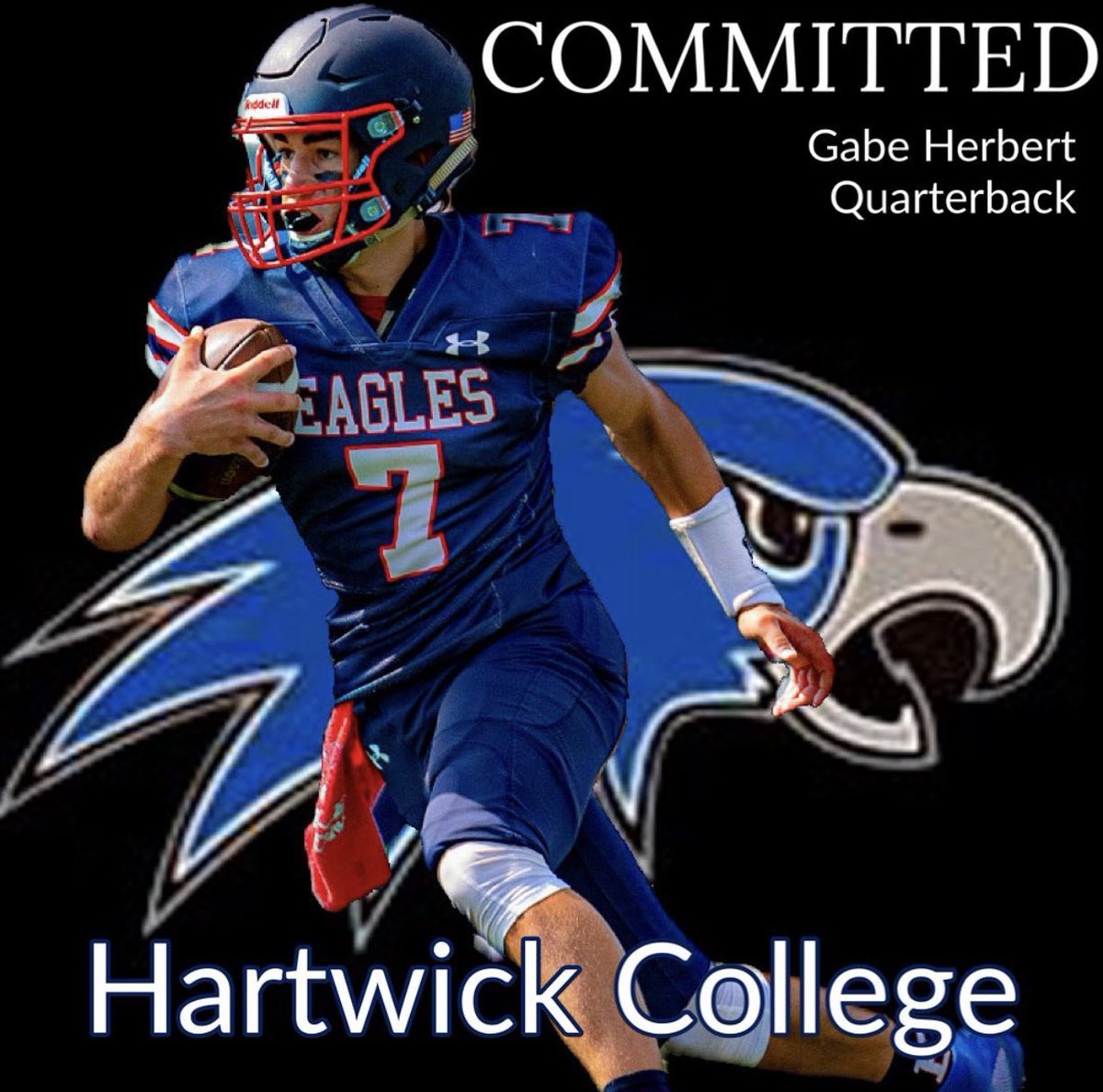 EastchesterFB's tweet photo. We would like to congratulate Gabe Herbert on his commitment to play football at Hartwick College! We are proud of you and we know you will do great! #CollegeFootball #SectionOneFootball #Committed #EagleNation #CultureWins #EastchesterFootball @Eagle___Nation https://t.co/OIJ6N7fImm