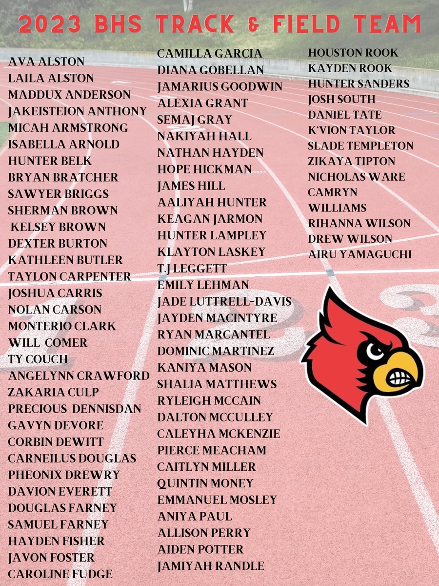 BrightonHighTN's tweet photo. Our 2023 @bhscardstrack team! @BrightonCards #allcardinalsalways #togetherwecandomore #berelentless #bekind https://t.co/KoNcpEbeFf