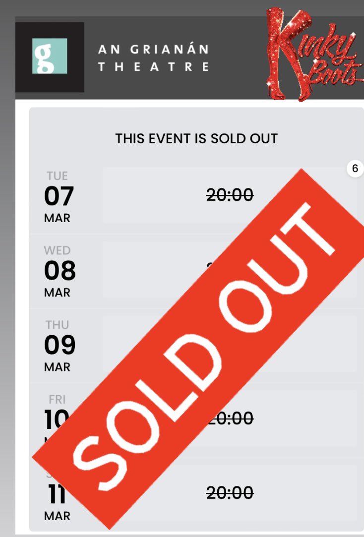lmsletterkenny's tweet photo. WE ARE SOLD OUT!! We are blown away by the support for Kinky Boots! Thank you to everyone who has purchased tickets. We promise you will love the show! 👠👠 https://t.co/eyhUJwtaZR
